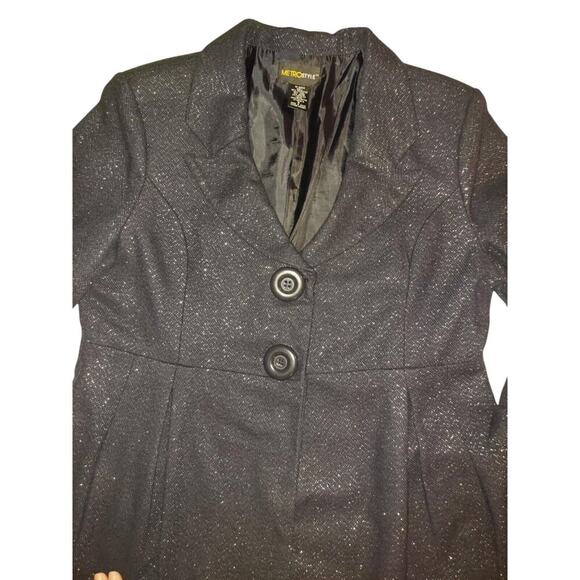 Metro Style Wool Blend Navy Peacoat Glittery Size 16 3/4 Sleeve - Picture 3 of 9